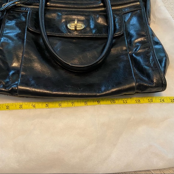 Badgley Mischka Vintage Black Leather Gold Accent Bag - Picture 12 of 13